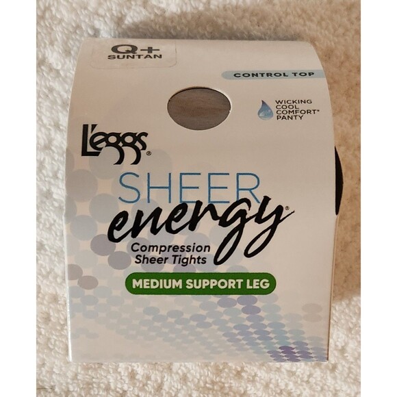 Leggs Sheer Energy Size Q+ Suntan Control Top Cool Comfort Medium Leg Support - Picture 2 of 5